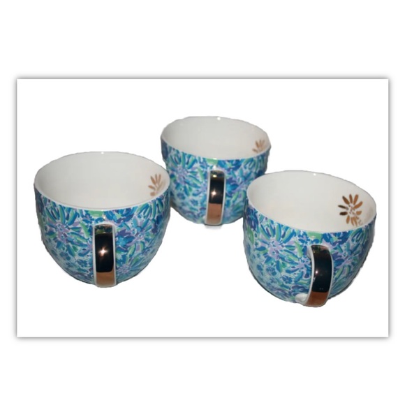 Lilly Pulitzer 3 Coffee Mugs Blue Lion Blue Lily Pulitzer Tea Cups “LION AROUND” - Picture 4 of 8